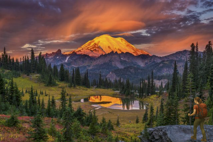 Ranier with Hiker